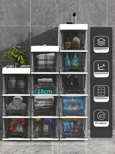 1 قطعة خزانة تخزين بلاستيكية عريضة متعددة الطبقات مقاومة للماء بطول 18 سم/7.1 بوصة، خزانة أدراج ضيقة، رف ضيق موفر للمساحة، مناسب للحمام، المطبخ، غرفة المعيشة، غرفة النوم ، لا يتطلب كهرباء، خزانة أرضية مستطيلة مع أدراج