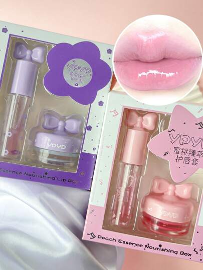 مجموعة العناية بالشفاه المرطبة بالفواكه، زيت الشفاه وقناع الشفاه لتغذية الشفاه نهاراً وليلاً، يقلل من خطوط الشفاه ويمنع تشققها وجفافها، ملمس ناعم مناسب لعناية النساء بالشفاه الجافة والمتشققة