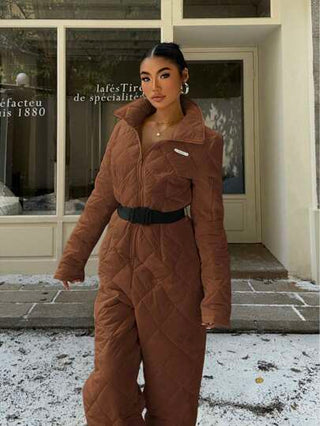 EZwear بدلة نسائية كاجوال بسيطة مزودة بسحاب أمامي وأكمام طويلة، للارتداء اليومي