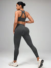 SHEIN Sport Studio تريكو وبنطلون طويل سادة بلا أكمام للنساء, مجموعة ملابس رياضية كاجوال