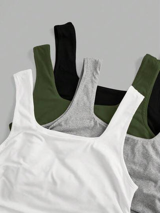 EZwear 4 ألوان قميص كاجوال للنساء مُحبوك بلا أكمام