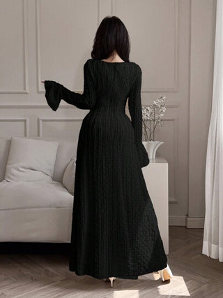 Modelyn فستان كاجوال للنساء بأكمام طويلة وألوان سادة، موضة بسيطة للاستخدام اليومي