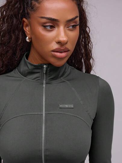 Musera Sport جاكيت رياضية بياقة عالية ورقبة مرتفعة وسحاب، تفاصيل خياطة الشعار، مناسبة للألعاب النشطة، مثل البادل والتنس والبيكليبول