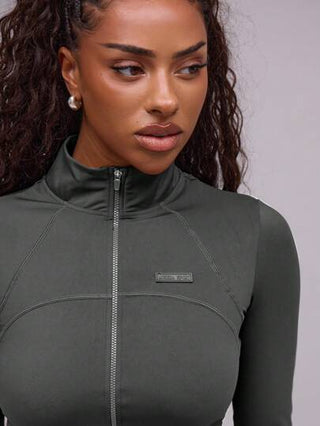 Musera Sport جاكيت رياضية بياقة عالية ورقبة مرتفعة وسحاب، تفاصيل خياطة الشعار، مناسبة للألعاب النشطة، مثل البادل والتنس والبيكليبول