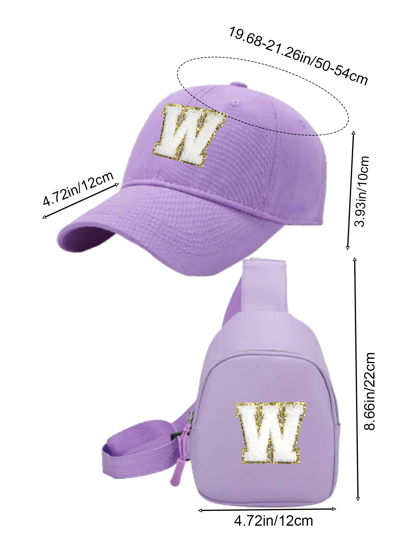مجموعة قبعة بيسبول وحقيبة ظهر مطبوع عليها 26 حرفًا 2 قطعة/المجموعة، مناسبة للأولاد والبنات لتوافق الأزياء اليومية، هدية رائعة للعودة إلى المدرسة