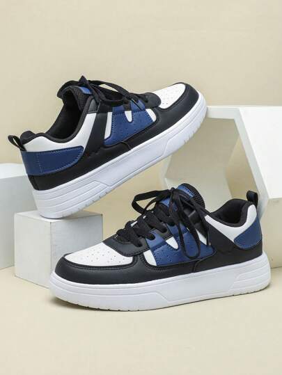 أحذية رياضية خفيفة الوزن مريحة باللون الأبيض والأسود والأزرق الداكن مناسبة للتنقل والمشي والعطلات والرياضة ولأزواج