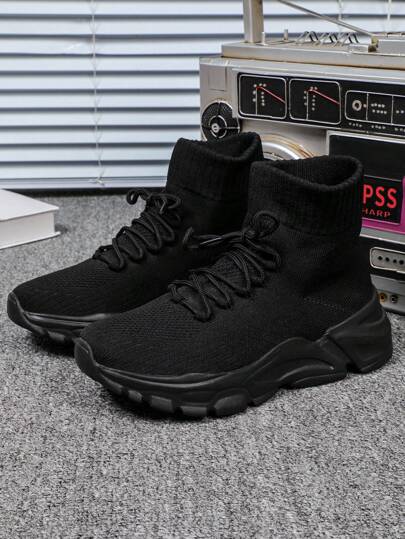 حذاء شبكي من الجوارب الرجالي، مريح وسهل الارتداء، غير قابل للانزلاق، عرض إضافي