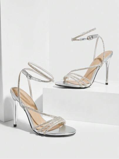 CUCCOO SZL صندل نسائي ذو كعب عالي، مزين بكريستال، أحذية سهرة على الموضة مع تصميم أنيق، جميل، مناسب للحفلات والسهرات والمناسبات الخاصة في عيد الميلاد وحفلات رأس السنة الجديدة والإجازات