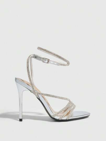 CUCCOO SZL صندل نسائي ذو كعب عالي، مزين بكريستال، أحذية سهرة على الموضة مع تصميم أنيق، جميل، مناسب للحفلات والسهرات والمناسبات الخاصة في عيد الميلاد وحفلات رأس السنة الجديدة والإجازات