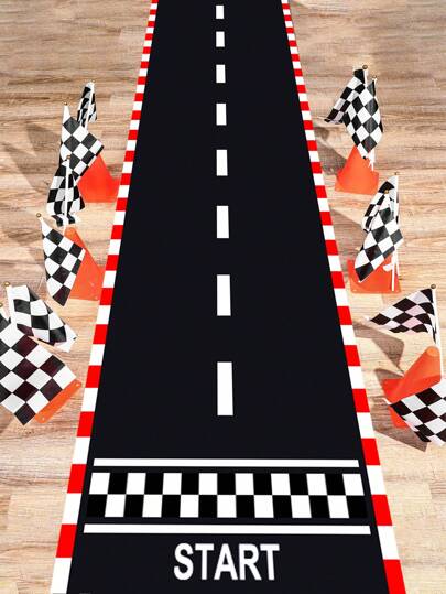 1 قطعة بعرض 60 * 250 سم سجادة سباق متعددة الاستخدامات من البوليستر ,علم الشطرنج الأسود والأبيض, سجادة بموضوع السباق لحفلات المناسبات, ديكور لحفلة سباق السيارات, هدايا عيد الميلاد, ديكورات منزلية, سجادة طويلة لممرات المعيشة والحمام