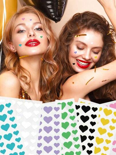 1260 قطعة من رقع القلب الشكل (7 ألوان)، غطاء للوجه - خالي من العطور، للبالغين كلا الجنسين، متوافق مع جميع أنواع البشرة، بدون عطور، دون مكونات