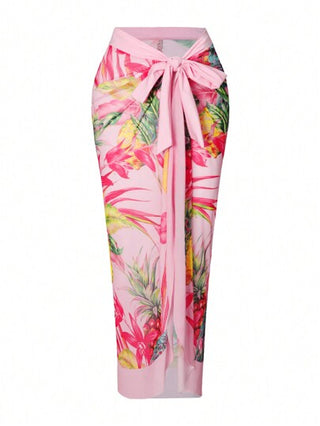 Swim Oasis ملابس سباحة بقطعة واحدة بطبعات استوائية لمقاسات كبيرة مع مجموعة تغطية 2 قطعة