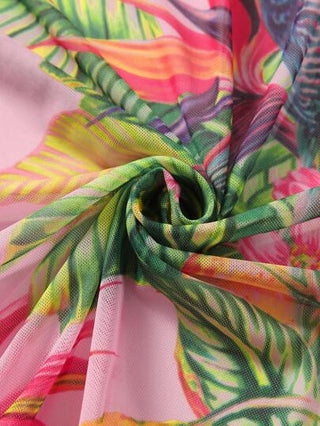 Swim Oasis ملابس سباحة بقطعة واحدة بطبعات استوائية لمقاسات كبيرة مع مجموعة تغطية 2 قطعة