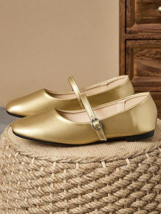 أحذية نسائية صندلية بأصبع مربع، أنيقة صالحة للاستخدام في العمل والكاجوال مع مظهر أنيق، مناسبة للارتداء خارج المنزل، باللون الذهبي، للربيع والخريف