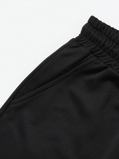 Shwiy شورت رجالي كاجوال بسحاب، تصميم بسيط مناسب للارتداء اليومي، شورت خمس دقائق ذو جيبين، للرياضة واللياقة البدنية والجري، باللون الأسود