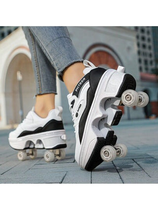 أحذية تزلج مزدوجة العجلات قابلة للتحويل للرياضات الخارجية، للمراهقين والطلاب
