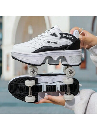 أحذية تزلج مزدوجة العجلات قابلة للتحويل للرياضات الخارجية، للمراهقين والطلاب
