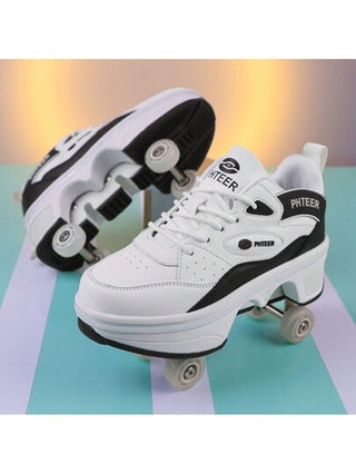 أحذية تزلج مزدوجة العجلات قابلة للتحويل للرياضات الخارجية، للمراهقين والطلاب