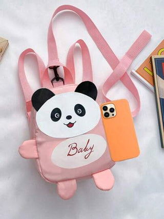 low tea 1 قطعة حقيبة ظهر صغيرة من النايلون بطبعة كارتونية لطيفة على شكل باندا، مزودة بسحاب للإغلاق