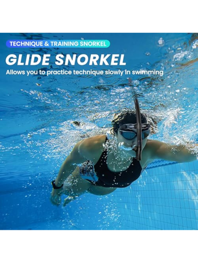 JoyMaySun معدات السباحين الصغار لتدريبات السباحة، خرطوم تنفس للسباحة مركب أماميًا بمنفذ سيليكون مريح للفم