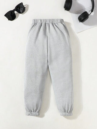 SHEIN Playful Pals بنطلون طويل كاجوال منقوش بحرف للأولاد الصغار، مناسب للعب في الخارج والاستخدام اليومي الكاجوال