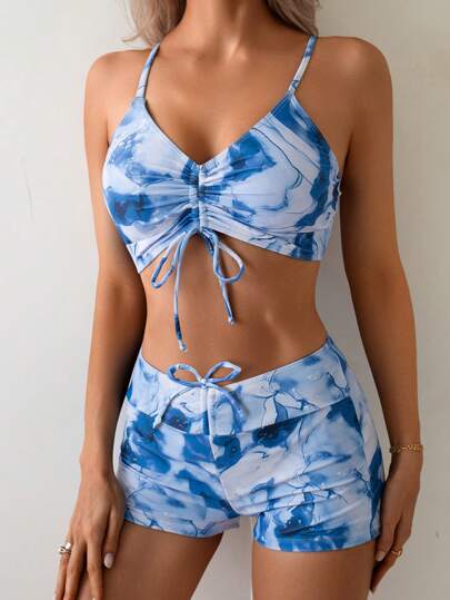 طقم بكيني للنساء على الطراز الأوروبي والأمريكي الجريء مع رباط حول العنق ، ملابس سباحة لصيف شواطئ ووجهات السفر البيع الساخن