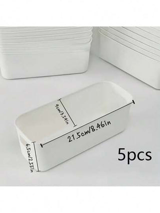 10 صندوق بلاستيكي قابل للتكديس مع مقابض، مناسب للمكتب والمنزل والخزانة؛ 5 / 2 سلال تخزين متعددة الاستخدامات، حاويات متينة للجوارب والملابس الداخلية والقرطاسية والمستحضرات التجميلية؛ صناديق تخزين بأسلوب الرف المدخر للمساحة [قد يكون البلاستيك مشوها...