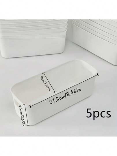 10 صندوق بلاستيكي قابل للتكديس مع مقابض، مناسب للمكتب والمنزل والخزانة؛ 5 / 2 سلال تخزين متعددة الاستخدامات، حاويات متينة للجوارب والملابس الداخلية والقرطاسية والمستحضرات التجميلية؛ صناديق تخزين بأسلوب الرف المدخر للمساحة [قد يكون البلاستيك مشوها...