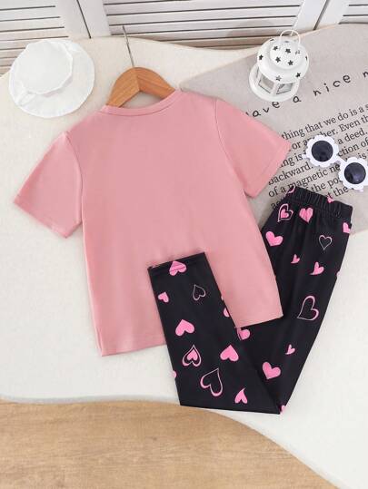 تيشيرتات بناتي ملابس علوية فراشة رمضان للفتاة الصغيرة، ملابس علوية صيفي لطيف وحي مزين بتصميم فراشة ثلاثية الأبعاد، مقترن مع سروال ضيق أسود ، بطبعة قلوب أنيقة ومناسبة لعيد الحب ، مناسبة للارتداء داخل وخارج المنزل