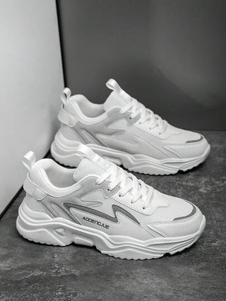 أحذية رياضية عصرية مريحة عالية ذات امتصاص صدمات عازلة، خفيفة الوزن تحت مبدأ الحد الأدنى من التصميم، أحذية ركض خارجية رياضية بربط للرجال، أحذية كاجوال لأزواج