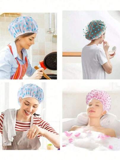 10/3 قبعات استحمام قابلة لإعادة الاستخدام ومقاومة للماء، بألوان عشوائية، مناسبة لعلاجات الشعر والصبغ والتجفيف والسبا والصالونات واستخدام المنزل، ديكور حمام صيفي