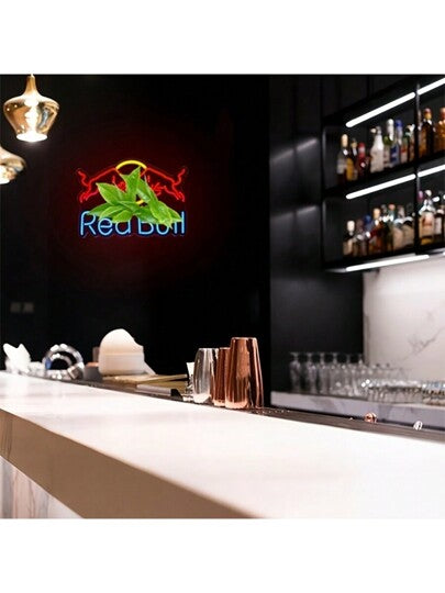 ضوء النيون الخفيف للدعاية على مشروبات الطاقة، لافتة نيون لمشروب الطاقة مونستر، ضوء نيون متعدد الوظائف يثبت على الحائط، مصنوع من الاكريليك بتشطيب معدني، بسيطرة أزرار، قابل للتعديل بالسطوع، يعمل بالطاقة من USB، مناسب للحانات وحفلات