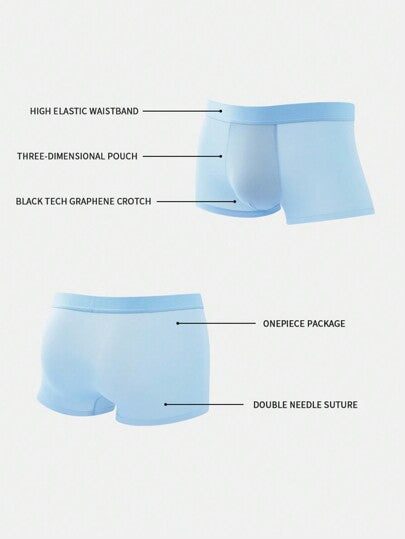 4 قطعة/مجموعة ملابس داخلية رجالية - سراويل داخلية بوكسر مريحة ومصنوعة من قماش ناعم وأنيق، سراويل داخلية رياضية من الحرير المثلج بألوان مختلفة