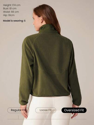 GLOWMODE معطف سميك من الفليس القطبي ناعم ودافئ أنيق بأكمام طويلة وخصر مطاطي ومتعدد الجيوب، مناسب للاستخدام اليومي في الشتاء