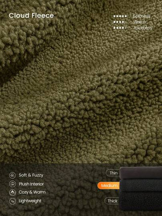 GLOWMODE معطف سميك من الفليس القطبي ناعم ودافئ أنيق بأكمام طويلة وخصر مطاطي ومتعدد الجيوب، مناسب للاستخدام اليومي في الشتاء