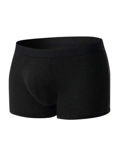 10 قطعة / عبوة سراويل داخلية قصيرة رجالية بألوان داكنة منفذة للهواء خصر مرن, قصيرة وبمقاسات كبيرة مريحة للاستخدام اليومي