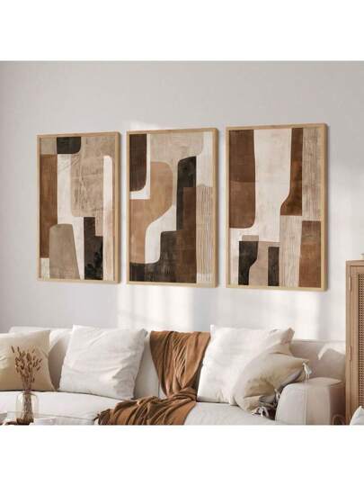 مجموعة من 3 لوحات جدار ملصقات فن تجريدية محايدة باللون البني والبيج، لوحات جدارية فنية تجريدية كبيرة،ديكور جداري بوهيمي حديث، ديكور ربيعي،ديكور داخلي، أعمال فنية لغرفة المعيشة والنوم والمطبخ والبار والمكتب والردهة،ديكور المنزل والغرف، بدون إطار