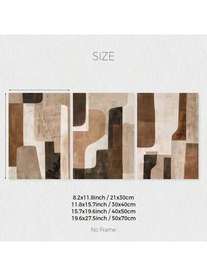 مجموعة من 3 لوحات جدار ملصقات فن تجريدية محايدة باللون البني والبيج، لوحات جدارية فنية تجريدية كبيرة،ديكور جداري بوهيمي حديث، ديكور ربيعي،ديكور داخلي، أعمال فنية لغرفة المعيشة والنوم والمطبخ والبار والمكتب والردهة،ديكور المنزل والغرف، بدون إطار