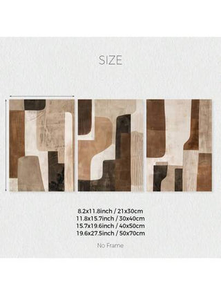 مجموعة من 3 لوحات جدار ملصقات فن تجريدية محايدة باللون البني والبيج، لوحات جدارية فنية تجريدية كبيرة،ديكور جداري بوهيمي حديث، ديكور ربيعي،ديكور داخلي، أعمال فنية لغرفة المعيشة والنوم والمطبخ والبار والمكتب والردهة،ديكور المنزل والغرف، بدون إطار