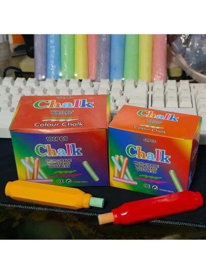 أدوات مكتبية ومدرسية 12 قطعة/50 قطعة من طباشير ملون خالي من الغبار، للكتابة والتلوين على الجدران والسبورات، بنقشات فريدة، مناسبة لأنشطة الفصل والسبورات والرسم على الجدران والتزيين في عيد الميلاد والمدرسة