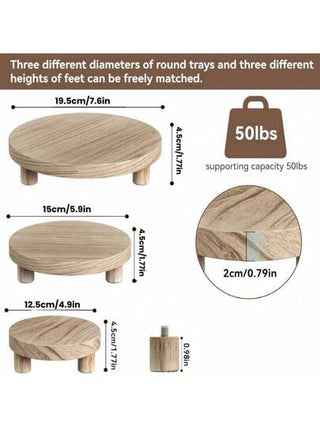 قاعدة خشبية مستديرة متعددة الوظائف 1 قطعة/مجموعة، قاعدة شمعة خشبية، صينية فاكهة للمطبخ، صينية تخزين للحمام