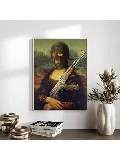 قطعة واحدة ، لوحة جدارية لموناليزا ، نسخة ملونة وأنيقة من لوحات فنية مشهورة ديكور الغرفة ، تصميم كلية مثير للاهتمام ، طباعة ملصق على كانفاس فينتاج ، لوحة كانفاس ذات طراز بسيط ، مناسبة لديكور المنزل والبار والمقهى والشرفة والنادي وغرفة الموسيقى...
