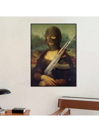 قطعة واحدة ، لوحة جدارية لموناليزا ، نسخة ملونة وأنيقة من لوحات فنية مشهورة ديكور الغرفة ، تصميم كلية مثير للاهتمام ، طباعة ملصق على كانفاس فينتاج ، لوحة كانفاس ذات طراز بسيط ، مناسبة لديكور المنزل والبار والمقهى والشرفة والنادي وغرفة الموسيقى...