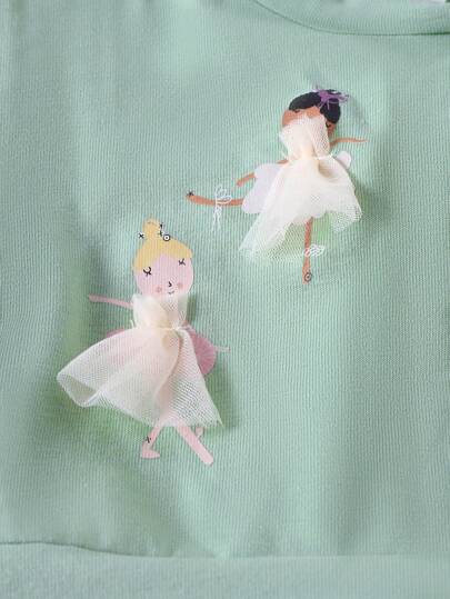 فساتين بيبي فستان قطني للأطفال بنات بأكمام قصيرة وطبعات كرتونية على الطراز الأوروبي والأمريكي الجديف مع حاشية من الشبك اللون المشمشي