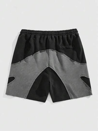 ROMWE MEN Grunge Punk شورت كاجوال قصير للرجال أحادي اللون متناسق مع ربطة سير، يناسب الاستعمال اليومي