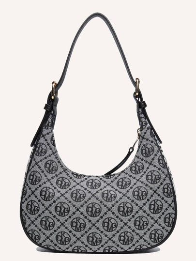 DK DKMG حقيبة يد للنساء، حقيبة كتف، كاجوال كلاسيكي بطراز حروف متناسق وهلال قمري. مناسبة للمناسبات: عيد الهالوين، عيد الميلاد، عيد الأم