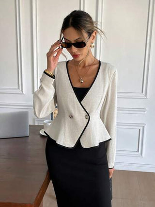 Frenchy بليزر سيدات طويل الأكمام أحادي اللون ، كاجوال ، أنيق وعصري للارتداء اليومي
