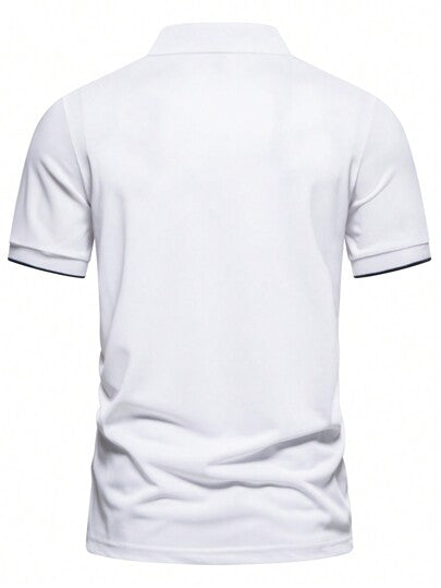 Manfinity Homme قميص بولو رجالي بأكمام قصيرة ، كاجوال وأنيق للاستخدام اليومي