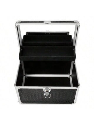 صندوق تخزين المستحضرات التجميلية بمرآة للسفر ، حالة تخزين المكياج بمرآة ، حالة تجميل محمولة قابلة للقفل لتخزين المكياج والمجوهرات وأدوات التجميل