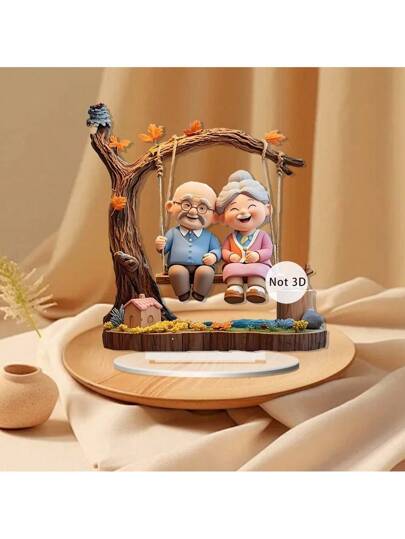 قطعة ديكور الربيع تمثال للأجداد على المقعد األرجوحة، لافتة الموضوع المنزلي، لافتة سعيدة لزوجين مسنين، إكسسوارات يومية مناسبة للديكور المنزلي، الاقتراح، حفل الزفاف، هدية للمناسبات مثل رأس السنة، الربيع، عيد الحب، عيد الفصح